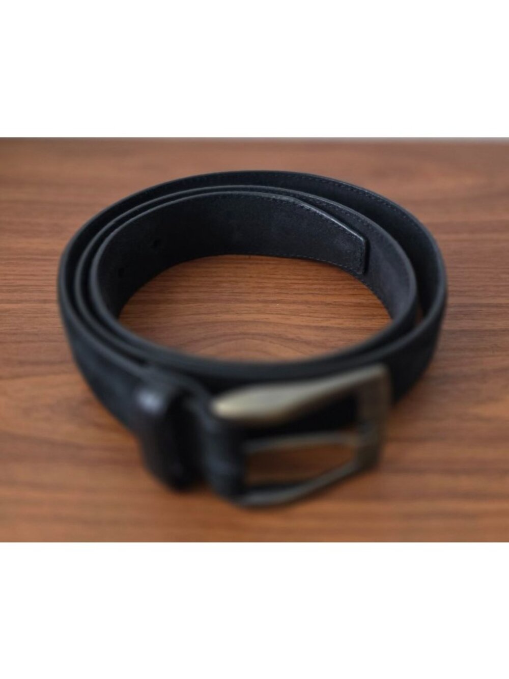 Mashad Leather Ash-Black Suede Belt With Brass Buckle - Sz 36 - Picture 2 of 7